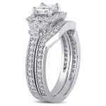 Sparkling Love Affair - Yaffie Signature Collection Princess-Cut Diamond Halo Bridal Set in White Gold