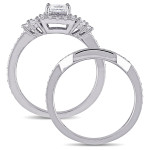 Yaffie Signature White Gold Diamond Halo Bridal Set - 1 1/4ct TDW Princess-cut Sparkle