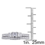 Yaffie White Gold Diamond Bridal Set with 3 Stunning Stones, 1 1/5ct TDW
