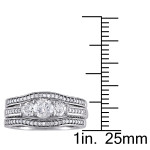 Yaffie 3-stone Bridal Ring Set with 1 1/5ct TDW Diamonds in White Gold From the Signature Collection