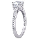 Yaffie White Gold 3-stone Diamond Engagement Ring with Cushion-cut Sparkle (1 2/5ct TDW) - A Signature Collection Piece.