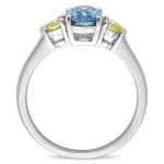 Yaffie Sky-Blue & White Three-Stone Engagement Ring, with White Gold and 1 3/4ct TDW