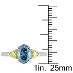 Yaffie Sky-Blue & White Three-Stone Engagement Ring, with White Gold and 1 3/4ct TDW