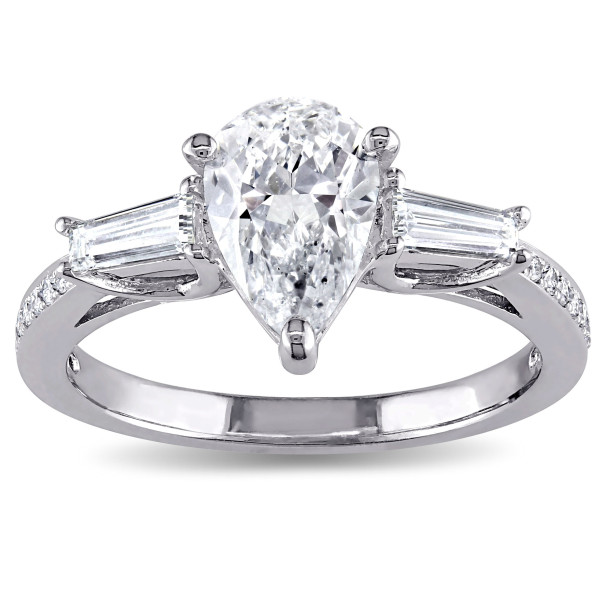 3-Stone Pear-Cut Diamond Engagement Ring from Yaffie Signature Collection in White Gold with 1.6 carats Total Diamond Weight