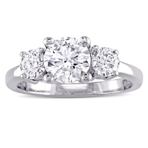 Yaffie 3-Stone Diamond Engagement Ring - High-Polished White Gold with 1 3/8ct TDW