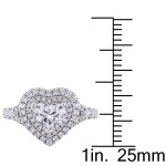 Yaffie Heart-Cut Double Halo Engagement Ring: White Gold Edition with 1-3/8ct TDW in the Signature Collection