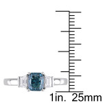 Light Blue & White Diamond Three-Stone Engagement Ring from Yaffie Signature Collection in White Gold (1.375ct TDW)