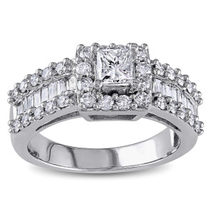Yaffie 1 3/8ct Princess & Baguette Diamond Ring - Signature Collection in White Gold