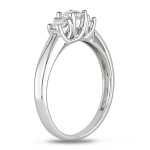 White Gold 1/2ct TDW Certified Diamond Three-Stone Engagement Ring from Yaffie Signature Collection