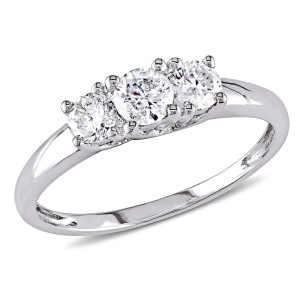 White Gold 1/2ct TDW Certified Diamond Three-Stone Engagement Ring from Yaffie Signature Collection