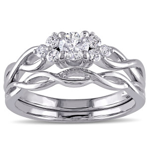 Yaffie Bridal Ring Set: Sparkling 1/2ct TDW Diamonds in White Gold