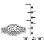 White Gold Vintage Bridal Ring Set with 1/2ct TDW Diamond - Yaffie Signature Collection.