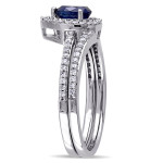 Yaffie White Gold Bridal Set with 1/3ct TDW Diamonds and Stunning Diffused Sapphires from the Signature Collection