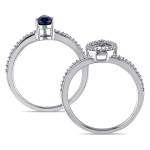 Bridal Set with 1/3ct Diamond and Diffused Sapphire from Yaffie Signature Collection in White Gold