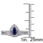 Yaffie White Gold Bridal Set with 1/3ct TDW Diamonds and Stunning Diffused Sapphires from the Signature Collection
