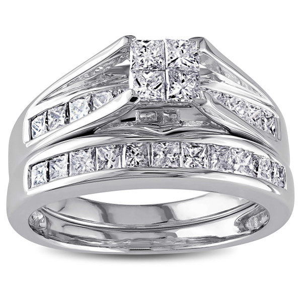 The Yaffie Signature Collection presents a stunning White Gold Bridal Ring Set featuring a lustrous 1ct TDW Certified Diamond.