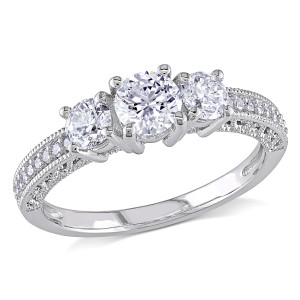 Vintage Engagement Ring with 1ct TDW White Gold Diamond Stones from Yaffie Signature Collection