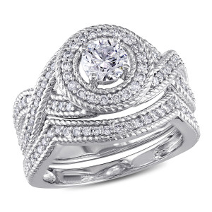 Yaffie Brilliance: 1ct TDW Diamond Bridal Ring Set in White Gold Signature Collection