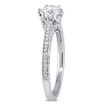 White Gold Flower Engagement Ring with 1 Carat TDW Diamonds from Yaffie Signature Collection