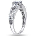 White Gold Engagement Ring with Emerald-cut and Pear Shape Diamonds, Yaffie Signature Collection, 1ct TDW Split Shank Design