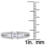 White Gold Engagement Ring with Emerald-cut and Pear Shape Diamonds, Yaffie Signature Collection, 1ct TDW Split Shank Design