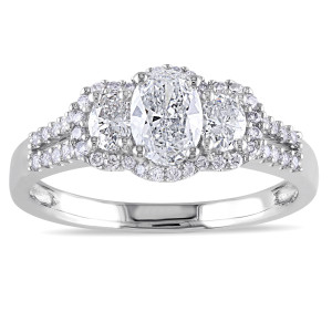 Yaffie Oval Diamond Ring from the Signature Collection in White Gold with 1ct TDW and IGL-Certification