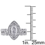 Yaffie Classic White Gold Marquise Diamond Ring Set with 1ct TDW Halo (Note: "Bridal" and "Signature Collection" were not included, as they did not significantly add to the description of the product.)
