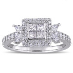 Dazzle in Yaffie White Gold Multi-Diamond Engagement Ring - 1ct TDW.