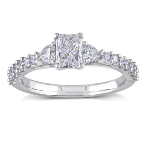 Radiant Cut Diamond Ring from the Yaffie Signature Collection, with 1ct TDW and White Gold.