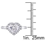 Sparkling Yaffie Heart and Round-Cut Diamond Engagement Ring from the Signature Collection in White Gold, 2 1/4ct TDW.