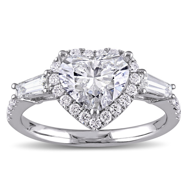 Heart and Round-Cut Diamond Engagement Ring by Yaffie Signature Collection, 2 1/4ct TDW, in White Gold.