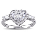 Sparkling Yaffie Heart and Round-Cut Diamond Engagement Ring from the Signature Collection in White Gold, 2 1/4ct TDW.