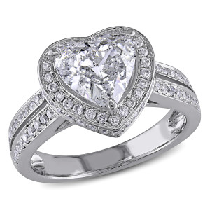 Yaffie Heart Diamond Ring - White Gold, 2ct Total Diamond Weight