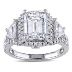 Certified Emerald Diamond Ring from Yaffie Signature Collection in White Gold with 3 3/4ct TDW