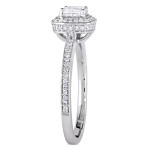 White Gold Cushion and Round Cut Diamond Engagement Ring with Yaffie Signature Sparkle (3/4ct TDW)