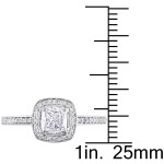 White Gold Cushion and Round Cut Diamond Engagement Ring with Yaffie Signature Sparkle (3/4ct TDW)