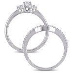 White Gold Bridal Set with Emerald-cut Diamonds from Yaffie Signature Collection (3/4ct TDW)
