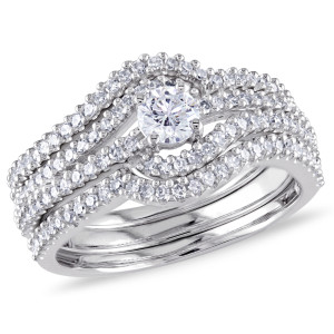 Sparkling 4-strand Swirl Ring with Yaffie Signature White Gold Touch and 0.75ct Diamond Brilliance