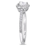 Yaffie 3/4ct TDW Heart and Round-Cut Diamond Halo Engagement Ring in White Gold - A Signature Collection