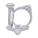Yaffie Classic Elegance: White Gold Diamond Halo Engagement Ring, featuring Oval & Round-Cut 3/4ct TDW