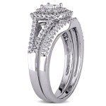 3/5ct TDW Certified Diamond Halo Bridal Ring Set from Yaffie Signature Collection in White Gold