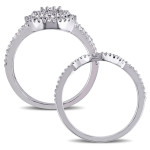 Yaffie White Gold Diamond Halo Ring Set - Certified 3/5ct TDW for a Timeless Bridal Look