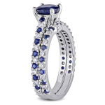 Sapphire Sparkle Bridal Set with 3/8ct TDW Diamonds in Yaffie Signature White Gold Collection