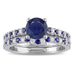 Yaffie Signature White Gold Bridal Set with 3/8ct of Sparkling Diamonds and Sapphires.