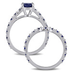 Yaffie Signature White Gold Bridal Set with 3/8ct of Sparkling Diamonds and Sapphires.