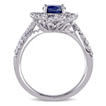 Sapphire Sparkle Engagement Ring with 3/8ct TDW Diamond in Yaffie Signature White Gold