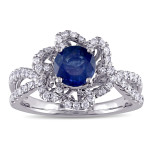 Sapphire Sparkle Engagement Ring with 3/8ct TDW Diamond in Yaffie Signature White Gold