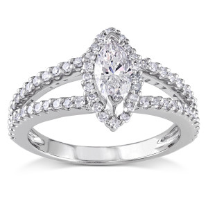 Shine Bright like a Diamond with the Yaffie Signature Collection White Gold Marquise Ring: A Stunning 4/5ct TDW Exquisite Beauty!
