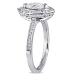 Yaffie Signature White Gold Ring with Floating Diamond Halo & Marquise-cut Stone - 4/5ct TDW