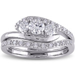 3-Stone Bridal Set by Yaffie Signature Collection - Sparkling 5/8ct TDW White Gold Diamonds